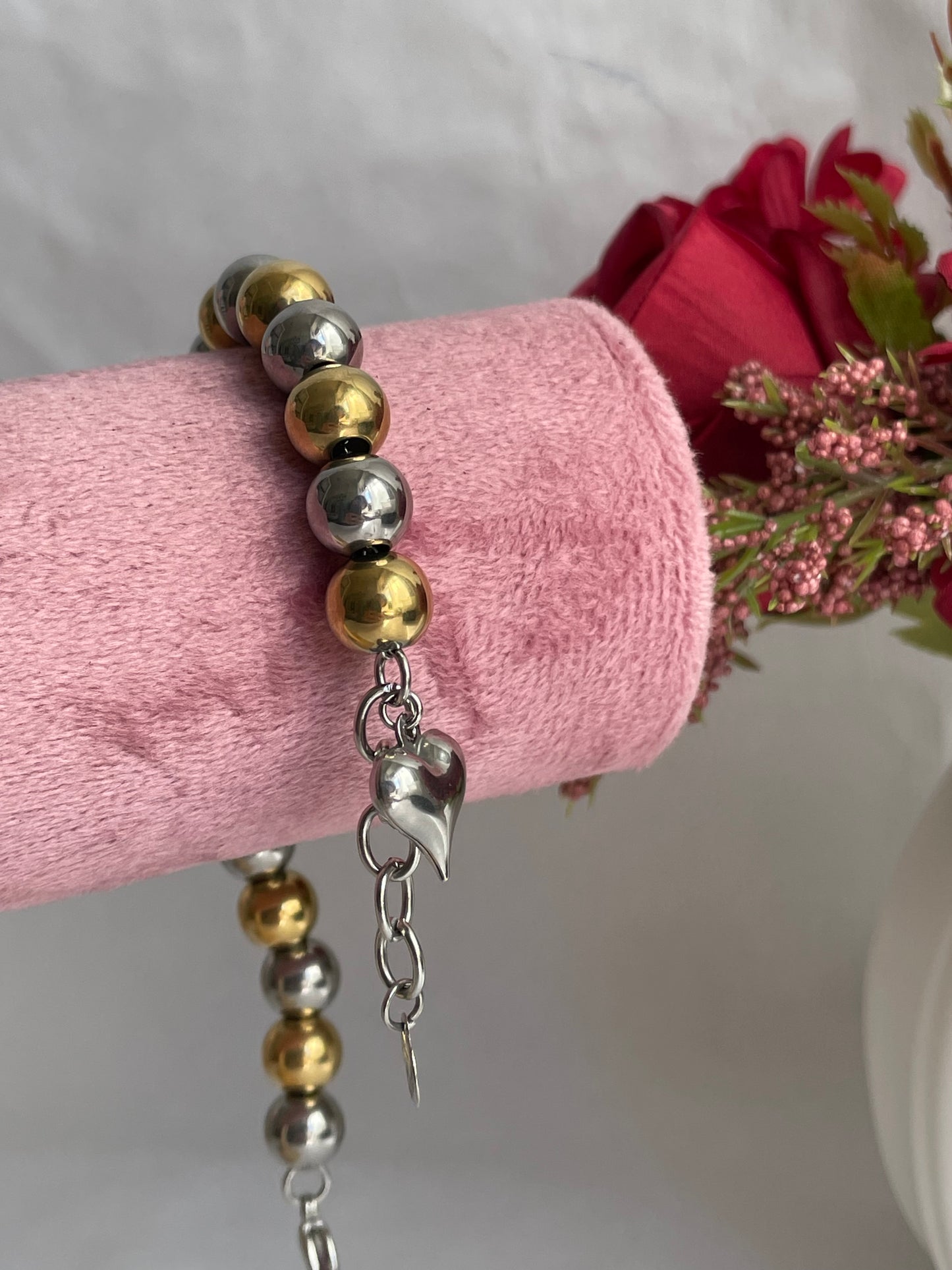 Bracciale sfere bicolor sonaglio