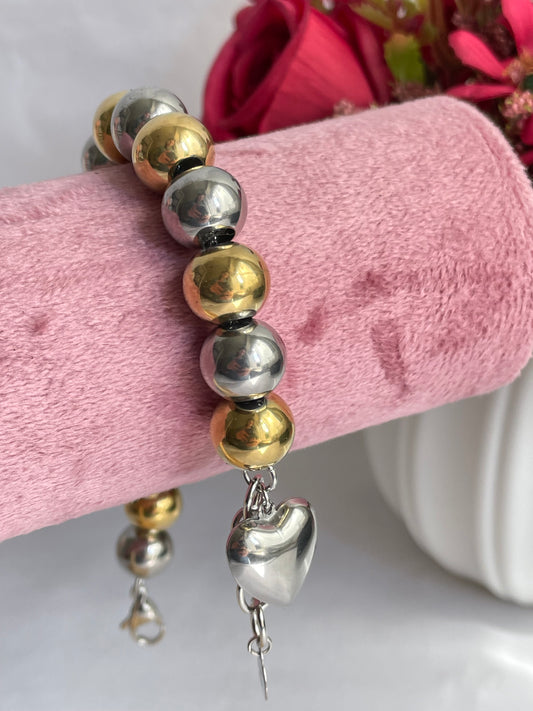 Bracciale sfere bicolor sonaglio